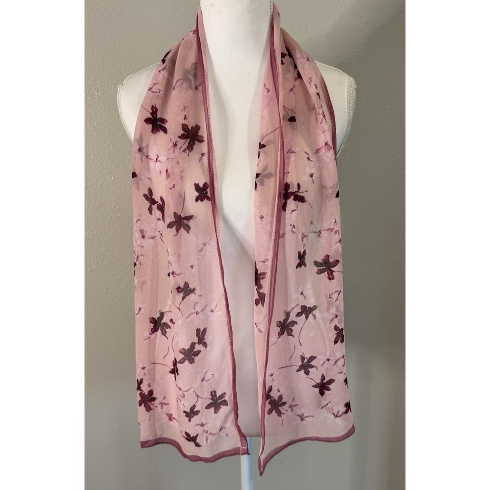 Ann Taylor Pink Silk Scarf 10X56 Cottagecore Feminine Romantic Boho